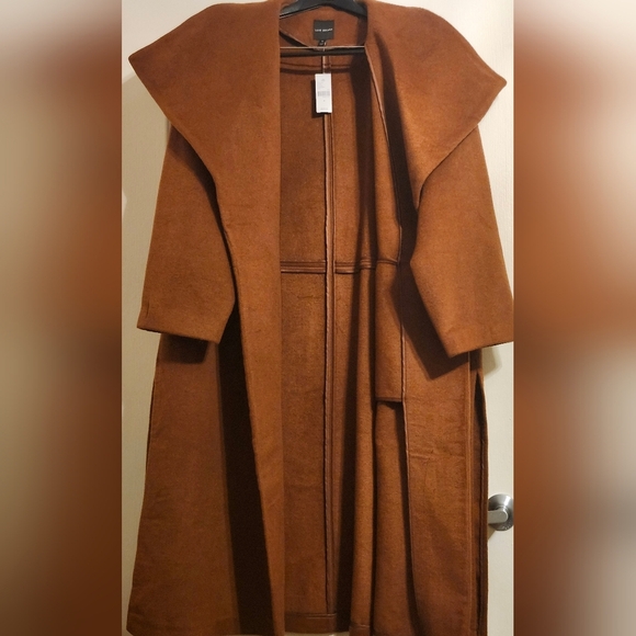 Shawl-Lapel Wool Blend Open-Front Coat "Sold Out" - Picture 10 of 16